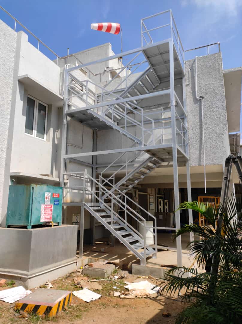 Multi-level fabricated industrial staircase